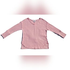 Vintage America brand waffle knit quarter sleeve v-neck top shirt blouse